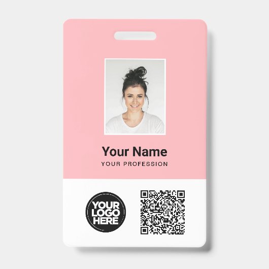 Badge Photo d'employé personnalisée, code Qr et barre, l (Front)