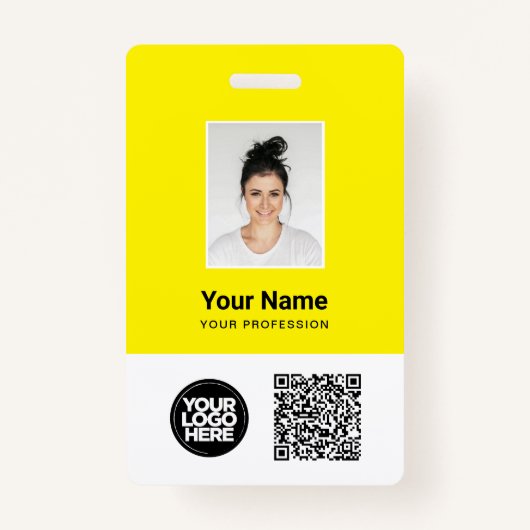 Badge Photo d'employé personnalisée, code Qr et barre, l (Devant)