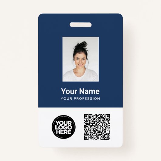 Badge Photo d'employé personnalisée, code Qr et barre, l (Devant)
