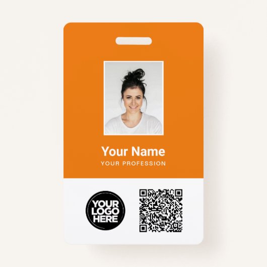 Badge Photo d'employé personnalisée, code Qr et barre, l (Devant)