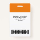 Badge Photo d'employé personnalisée, code Qr et barre, l (Dos)