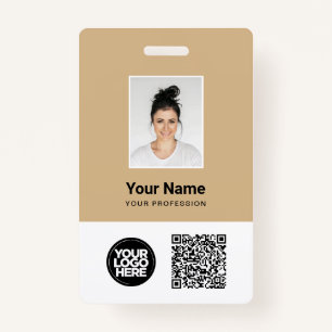 Badge Photo d'employé personnalisée, code Qr et barre, l