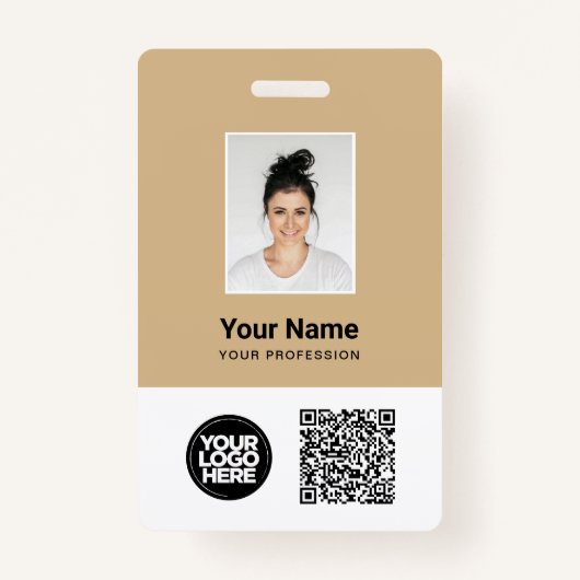 Badge Photo d'employé personnalisée, code Qr et barre, l (Devant)