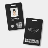 Badge Photo d'employé personnalisée, code QR et code-bar (Avant & arrière)