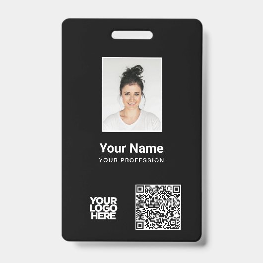 Badge Photo d'employé personnalisée, code QR et code-bar (Avant)