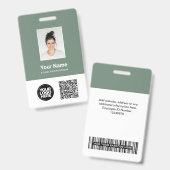 Badge Photo d'employé personnalisée, code QR et code-bar (Avant & arrière)