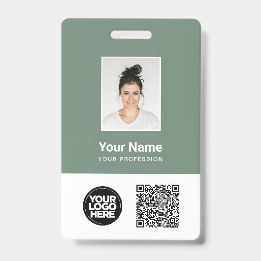 Badge Photo d'employé personnalisée, code QR et code-bar (Avant)