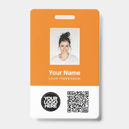 Badge Photo d'employé personnalisée, code QR et code-bar (Avant)