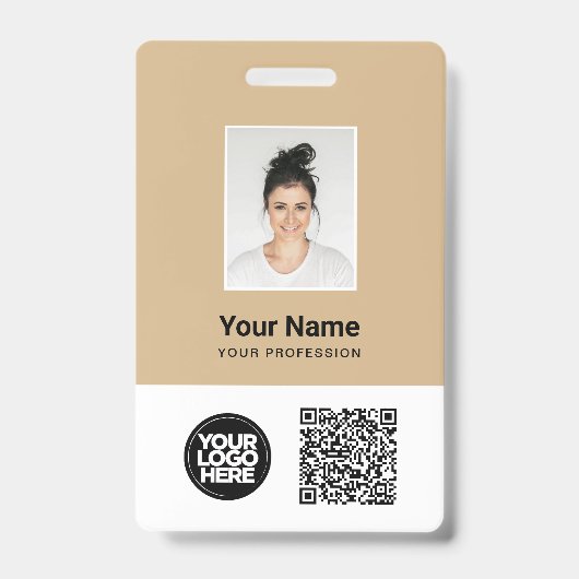 Badge Photo d'employé personnalisée, code QR et code-bar (Avant)