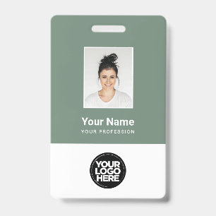 Badge Photo d'employé personnalisée, Code Qr, Logo, Nom