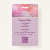 Badge Photo d'employé personnalisée Code QR Purple Marbr (Dos)
