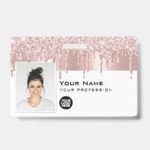 Badge Photo d'employé personnalisée Glam, code-barres, l