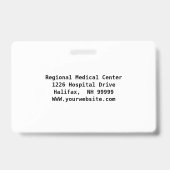 Badge Photo d'employé personnalisée, logo, code à barres (Arrière)