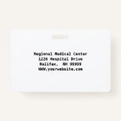 Badge Photo d'employé personnalisée, logo, code à barres (Dos)