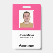 Photo d'employé personnalisée, logo, code-barres, 