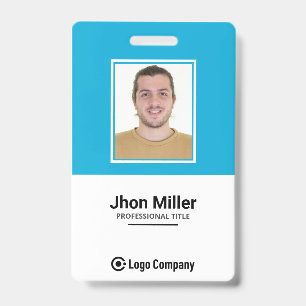 Badge Photo d'employé personnalisée, logo, code-barres,