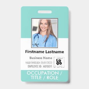 Badge Photo d'employé personnalisée, logo de code-barres