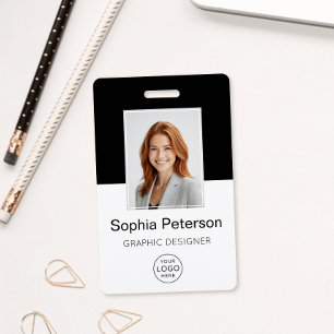 Badge Photo d'employé personnalisée, logo, nom
