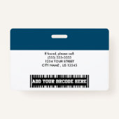 Badge Photo d'employé personnalisée | Logo, Nom du code  (Dos)