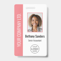 Photo d'employé personnalisée, logo, nom rose