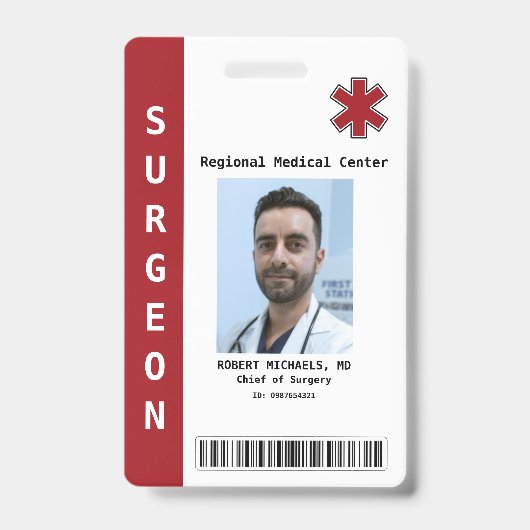 Badge Photo d'employé personnalisée, nom, code-barres, b (Avant)