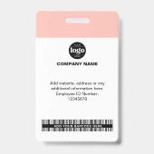 Badge Photo d'employé personnalisée | Nom, logo, code ba (Arrière)