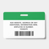 Badge Photo d'employé personnalisée, Nom, Logo, Code-bar (Arrière)