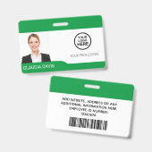Badge Photo d'employé personnalisée, Nom, Logo, Code-bar (Avant & arrière)