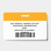 Badge Photo d'employé personnalisée, Nom, Logo, Code-bar (Arrière)