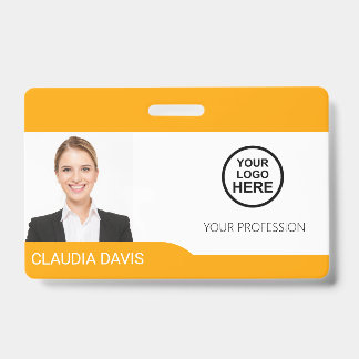 Badge Photo d'employé personnalisée, Nom, Logo, Code-bar