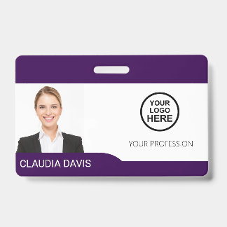 Badge Photo d'employé personnalisée, Nom, Logo, Code-bar