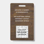 Badge photo d'employé QR Code Code-barres Tourneso (Arrière)