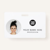 Badge Photo d'employé rond, Code QR, Logo, Nom (Devant)