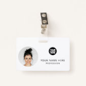Badge Photo d'employé rond, Code QR, Logo, Nom (Devant avec clip)