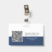 Badge Photo d'employé rond, Code QR, Logo, Nom (Arrière avec clip)