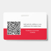 Badge Photo d'employé rond, Code QR, Logo, Nom (Arrière)