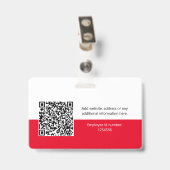 Badge Photo d'employé rond, Code QR, Logo, Nom (Arrière avec clip)
