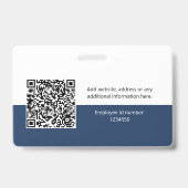 Badge Photo d'employé ronde, Code QR, Logo, Nom (Arrière)