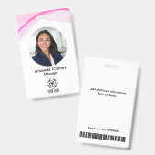 Badge Photo d'employé rose moderne (Avant & arrière)