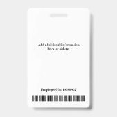 Badge Photo d'employé rose moderne (Arrière)