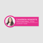 Badge photo d'employé simple rose chaud (Devant)
