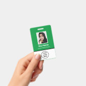Badge Photo d'employé vert personnalisée, Code barre, Lo (Handheld)
