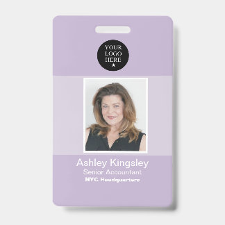 Badge photo d'employé violet Sécurité d'entreprise