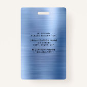 Badge Photo d'entreprise moderne Blue Faux Metallic (Dos)