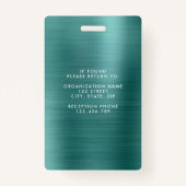 Badge Photo d'entreprise moderne Green Faux Metallic (Dos)