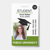 Badge photo d'étudiant École Université - Vert (Avant)