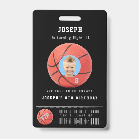 Badge Photo d'événement VIP Basketball Anniversaire (Avant)