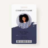 Badge Photo d'ID couleur, QR et Code barre modifiable Em (Devant)