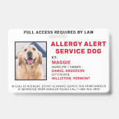Badge Photo d'Identification de Chien d'Alerte d'A (Avant)