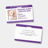 Badge Photo d'identification de chien d'assistance perso (Avant & arrière)